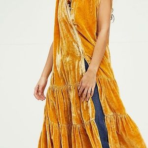 Free People Gold Velvet Dress Vest size Medium
